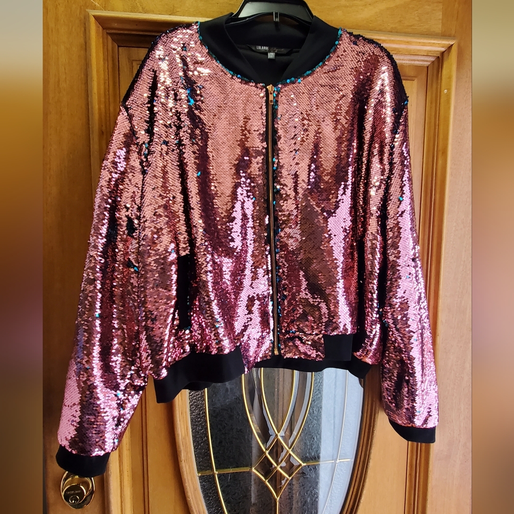 LulaRoe sequin jacket, Elegant Collection, 3XL, Pink and blue